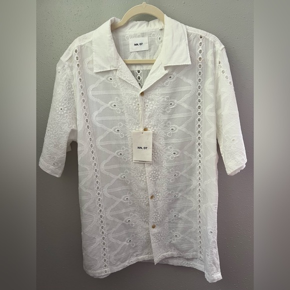 NN 07 Other - NN07 Julio Eyelet Embroidered Shirt In White Size XL New